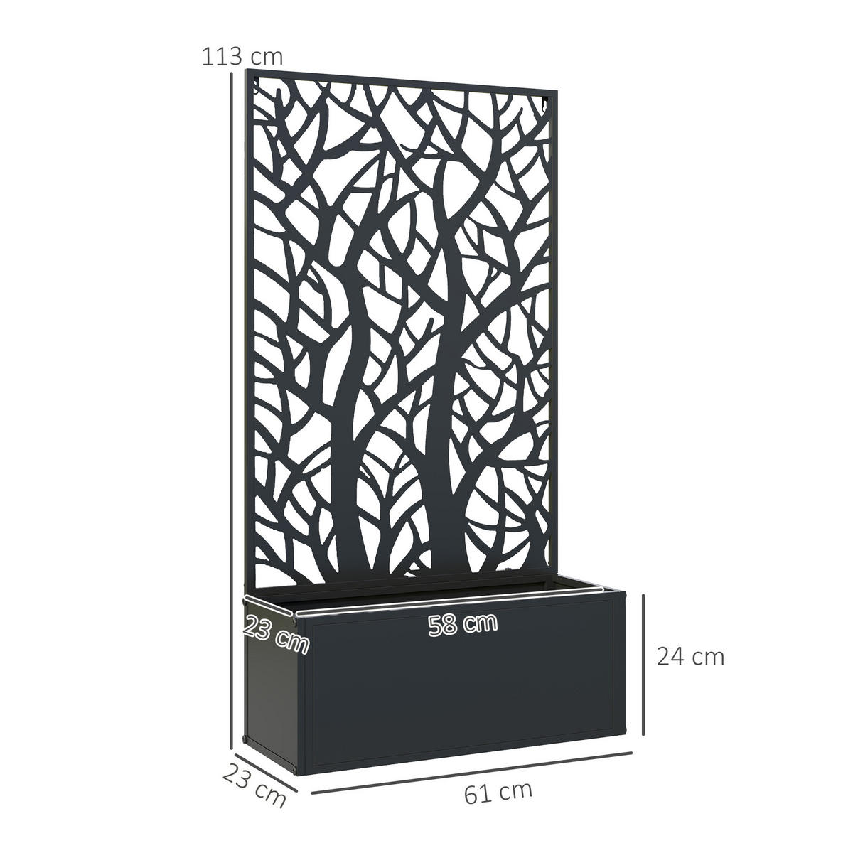 HOCHBEET DE-12267 mit Sichtschein 61/23/113 cm, 29 l Schwarz - Schwarz, Metall (61/113/23cm) - ComfortXL