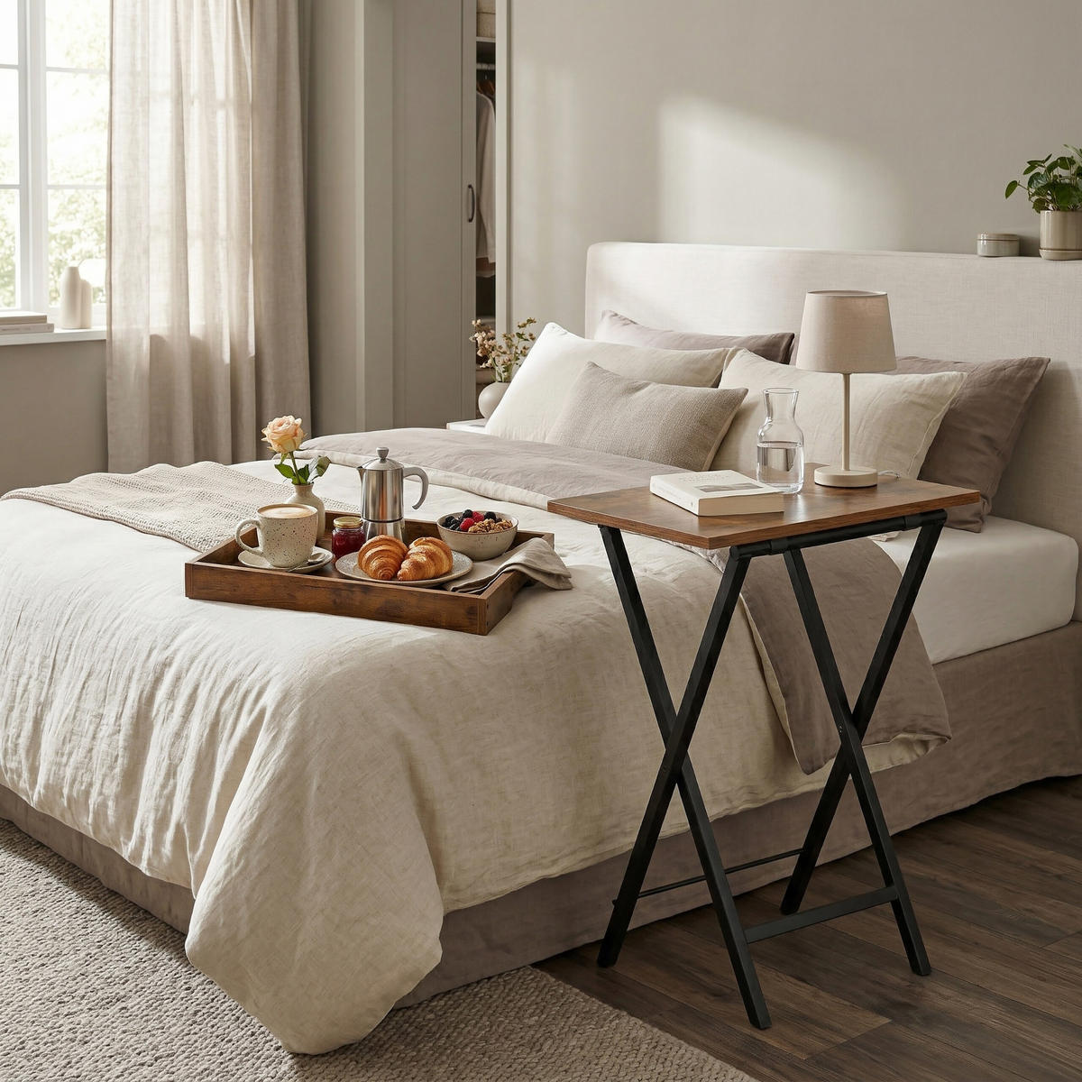 ODKLÁDACÍ stůl - různobarevná, kov/kompozitní dřevo (36/48/70cm) - Relaxdays
