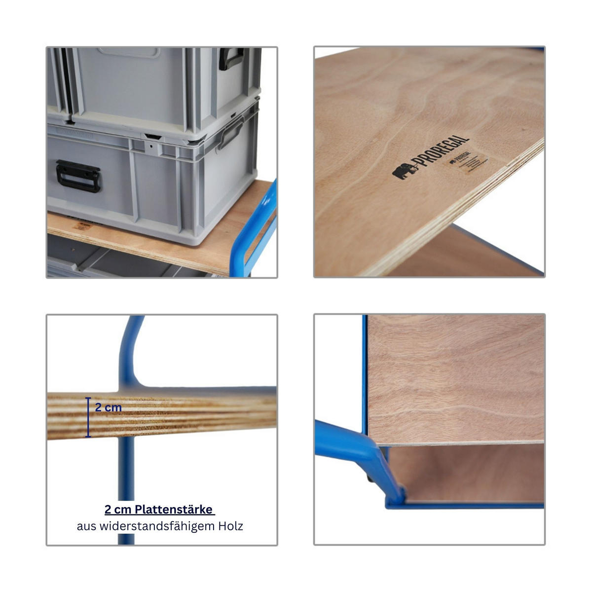 TISCHWAGEN mit 2 Etagen 102x100x50cm Traglast 400kg Lichtblau - Blau, Metall (50/100/102cm) - PROREGAL