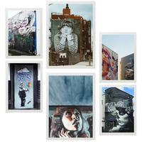 POSTER Set Mit 6 Graffiti Urbane Straßenkunst A3 & A4 Weißer Rahmen - Weiß, Papier (29/3cm) - Nacnic