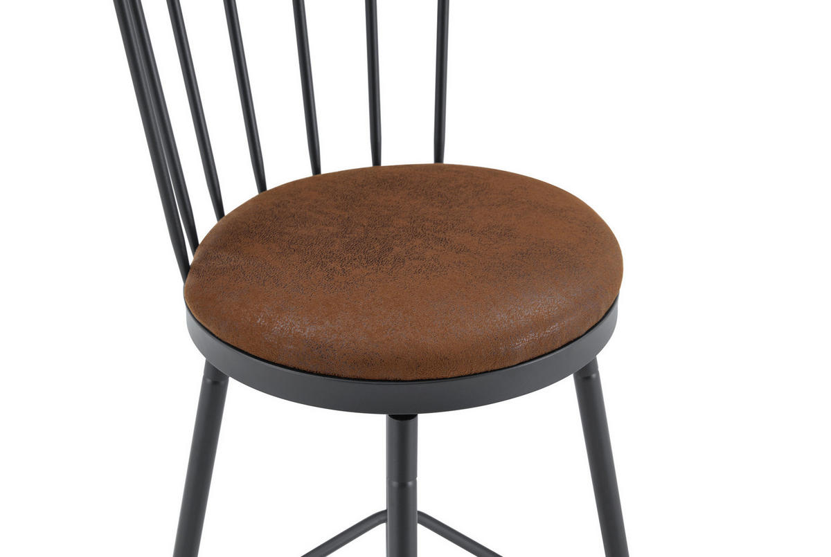 BARHOCKER mit gepolstertem Sitz Metall PU Brown - Braun, Metall (39/96/39cm) - Meubliv