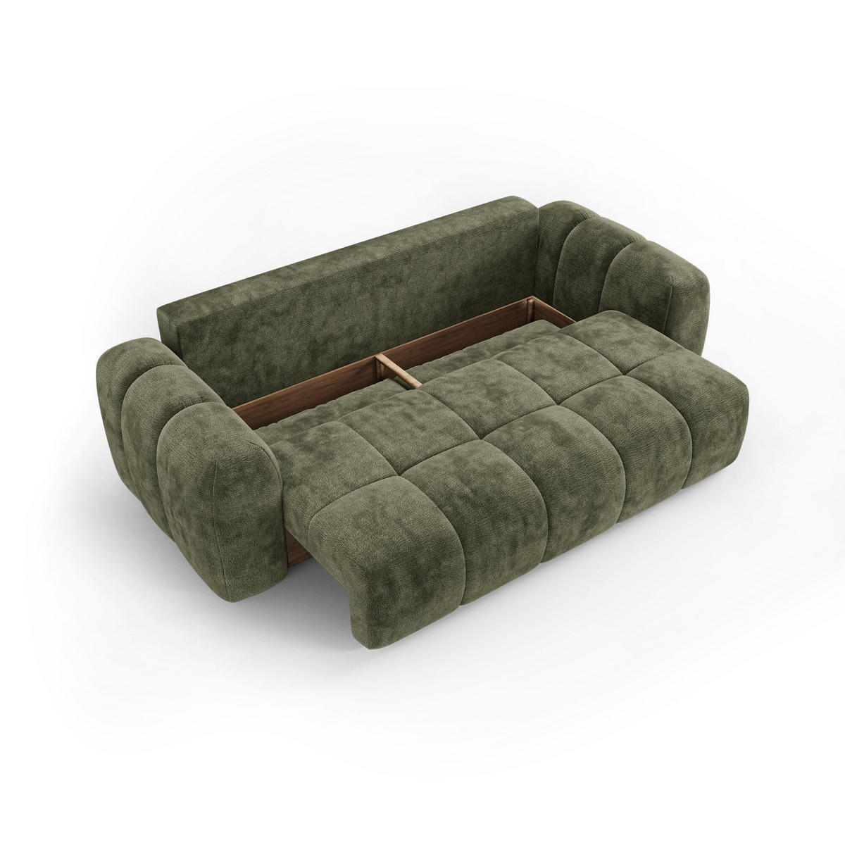 SCHLAFSOFA mit Stauraum SKY Geprägter Samt Vintage-Grün 260cm - Dunkelgrün/Grün, Textil (260/75/100cm) - Premium Interiors