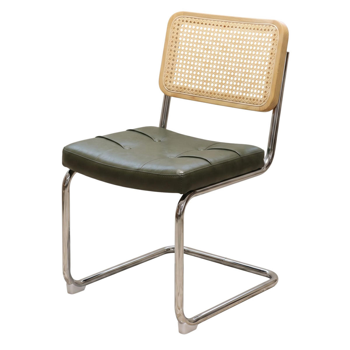 JÍDELNÍ ŽIDLE sada 2 ks zelené z umělé kůže, ratanu a chromu - zelená barva, kůže (53/84.6/46.4cm) - Urban Meuble