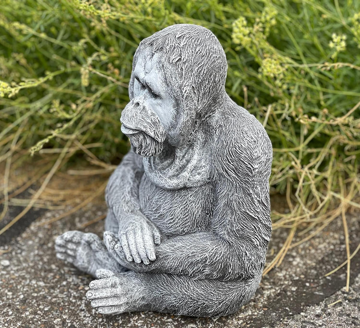 STEINFIGUR Orang-Utan Otto AFFE frostfest Steinguss Gartenfigur - Grau, Stein (21/26/19cm) - stoneandstyle
