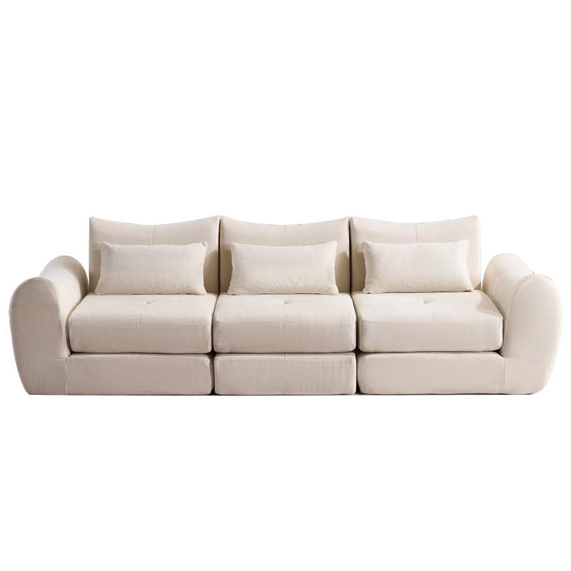 SCHLAFSOFA 3-Sitzer Chenille, Komfort Kompressionssofa ohne Aufbau, Beige - Beige, Textil (262/78/97cm) - Kaket