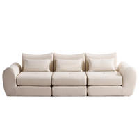 SCHLAFSOFA 3-Sitzer Chenille, Komfort Kompressionssofa ohne Aufbau, Beige - Beige, Textil (262/78/97cm) - Kaket