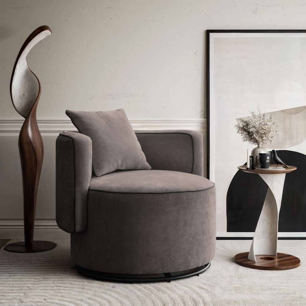 DREHSESSEL Dolce braun velour - Schwarz/Braun, Textil (90/83/90cm) - Beautysofa