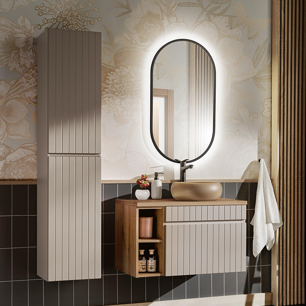 WASCHTISCHUNTERSCHRANK 80.4cm Zelie Kaschmir - Beige, Holzwerkstoff (80.4/48/46cm) - Petits-meubles