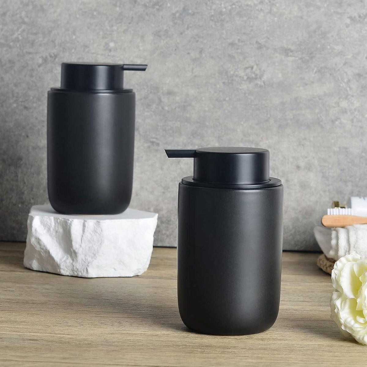 SEIFENSPENDER Keramik Schwarz 350 ml - Schwarz, Keramik (8/14/8cm)