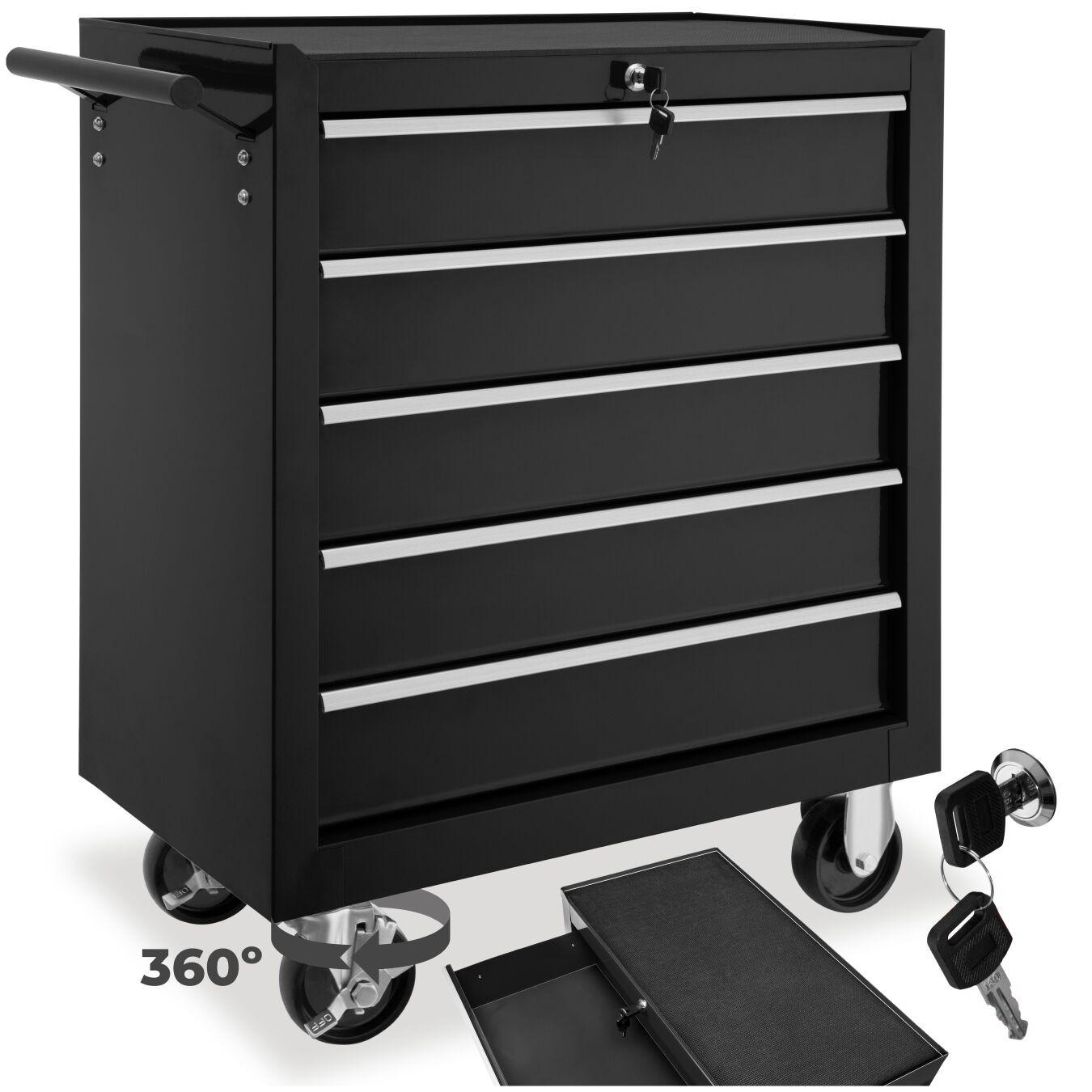 WERKZEUGWAGEN ,Rollen Ø 100 mm,schwarz - Schwarz, Metall (33/79/69cm) - tectake