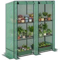 MINI-GEWÄCHSCHAUS DE-05715 Mit 3‑Ebenen‑Regal, UV‑beständig Grün - Grün, Kunststoff/Metall (48/152/144cm) - ComfortXL