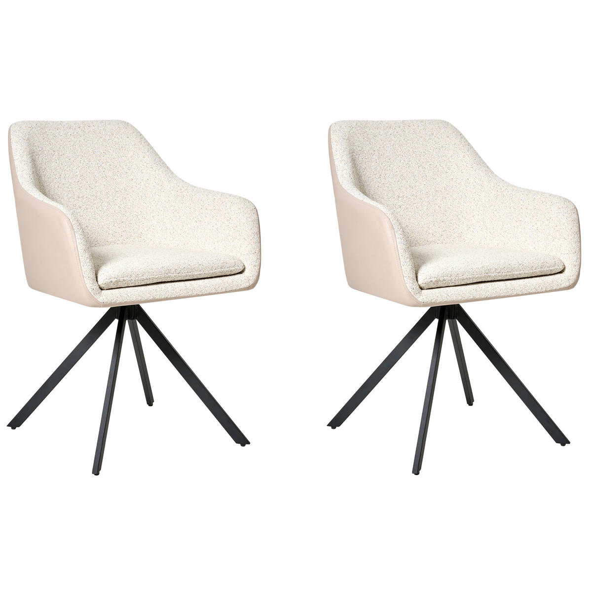 ESSZIMMERSTUHL 2er-Set Hellbeige Lithia - Beige/Schwarz, Textil (58/86/63cm) - Beliani