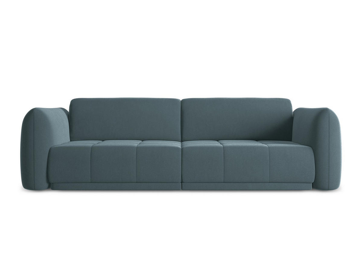 4-SITZER-SOFA Samt Stoff Blau - Blau/Petrol, Kunststoff/Textil (250/74/105cm) - Makamii