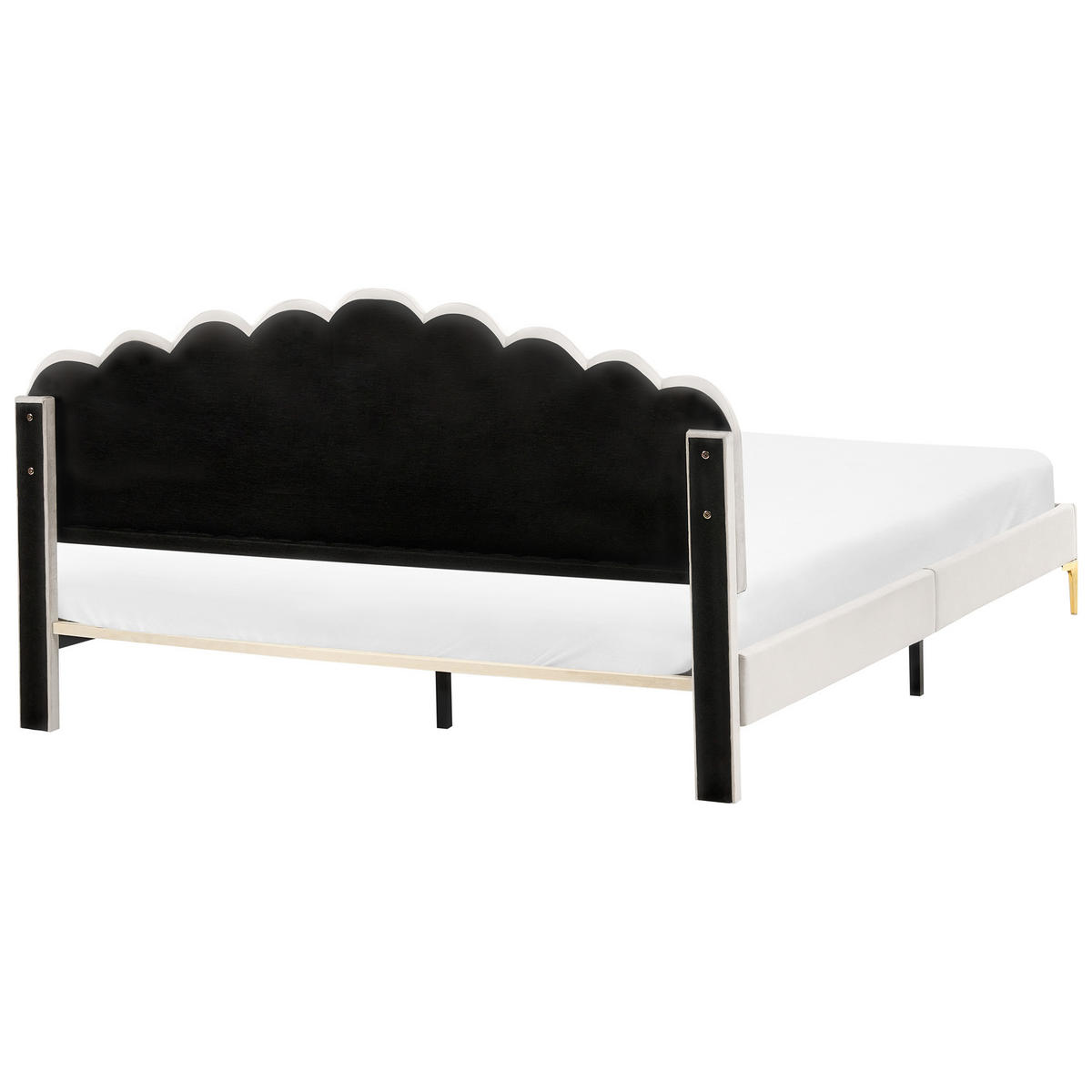 BETT mit Lattenrost 180/200 cm Samtstoff Cremeweiß Sauvian - Creme, Textil (180/200cm) - Beliani