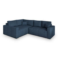 ECKSOFA ERONIS L-S Blau Kordstoff mit Schlaffunktion - Blau, Holz (265/194cm) - MASSENO