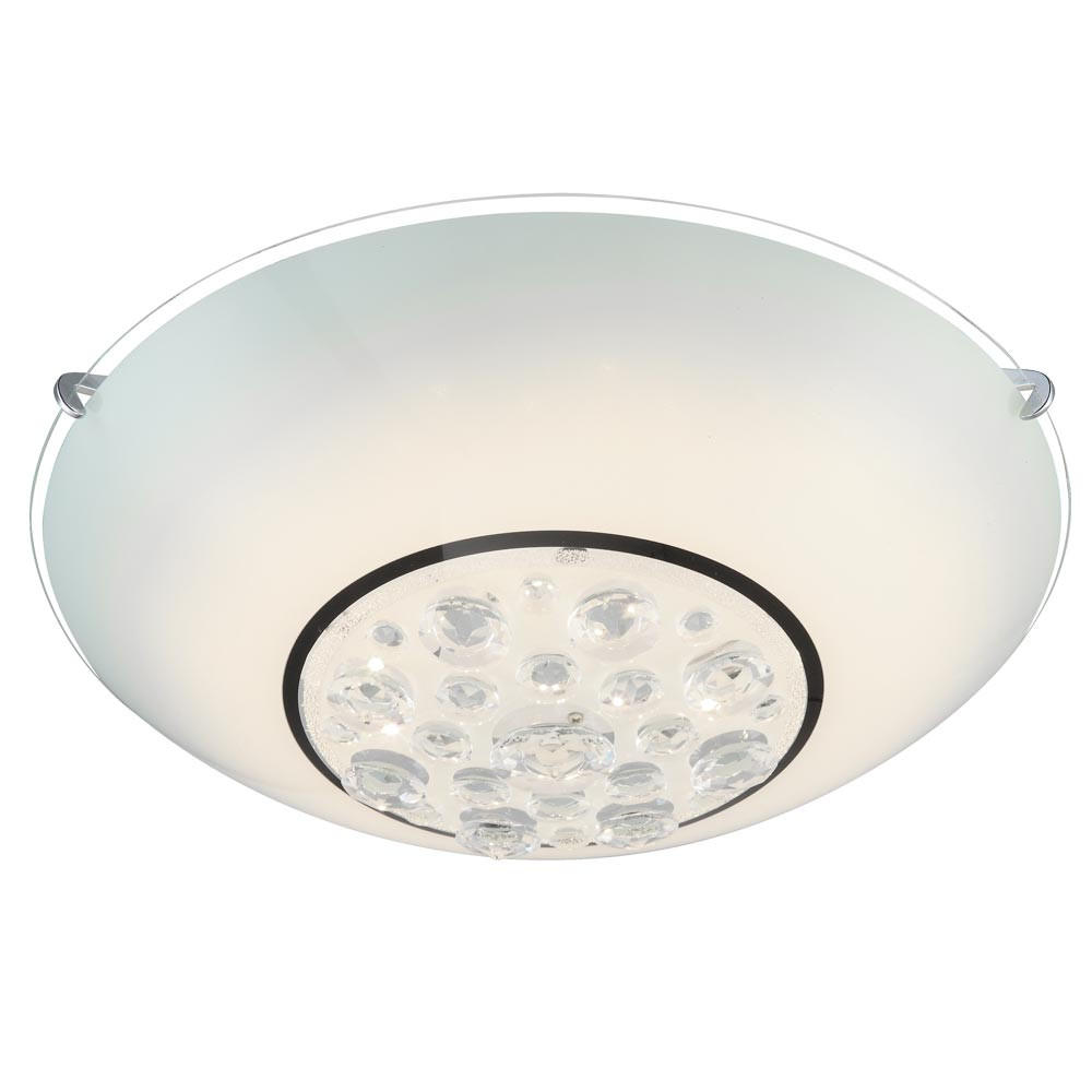 LED DECKENLEUCHTE Metall Kristall Silber - Silberfarben, Glas (30/30/11cm) - Globo Lighting