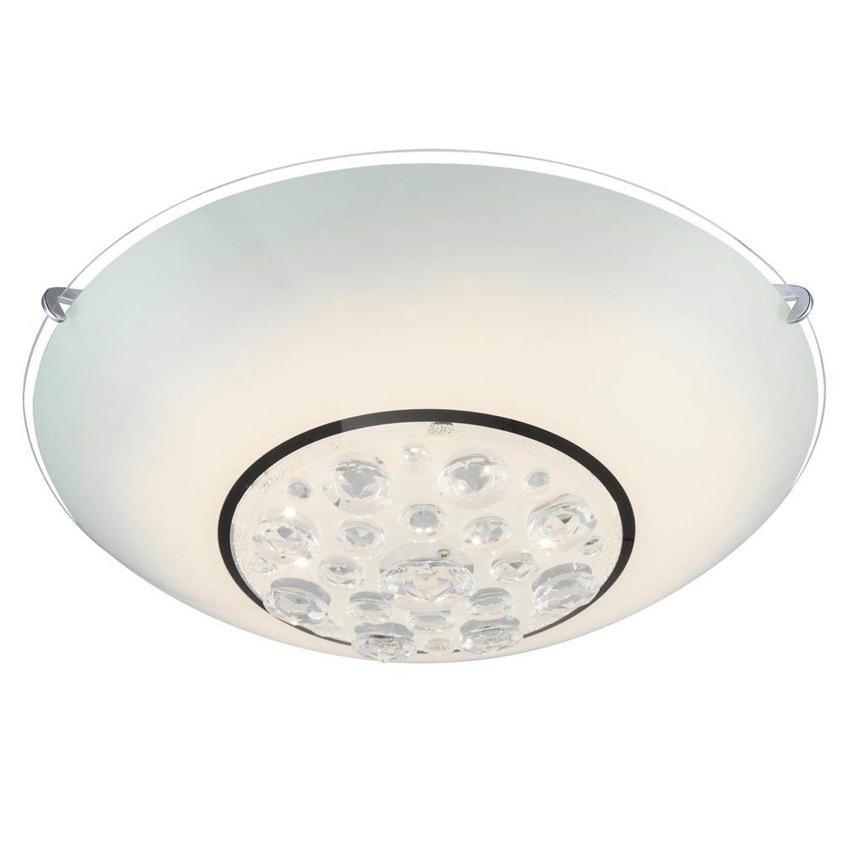 LED DECKENLEUCHTE Metall Kristall Silber - Silberfarben, Glas (30/30/11cm) - Globo Lighting