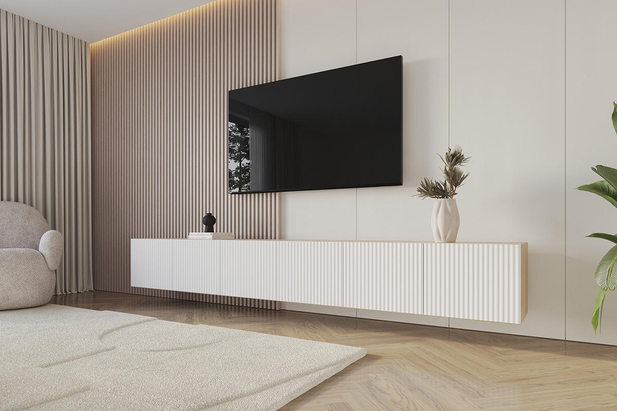 LOWBOARD NOA-2-W 3x100x40x41 cm - Artisan / Weiß - Weiß, Holzwerkstoff (300/40/41cm) - ALTDECOR