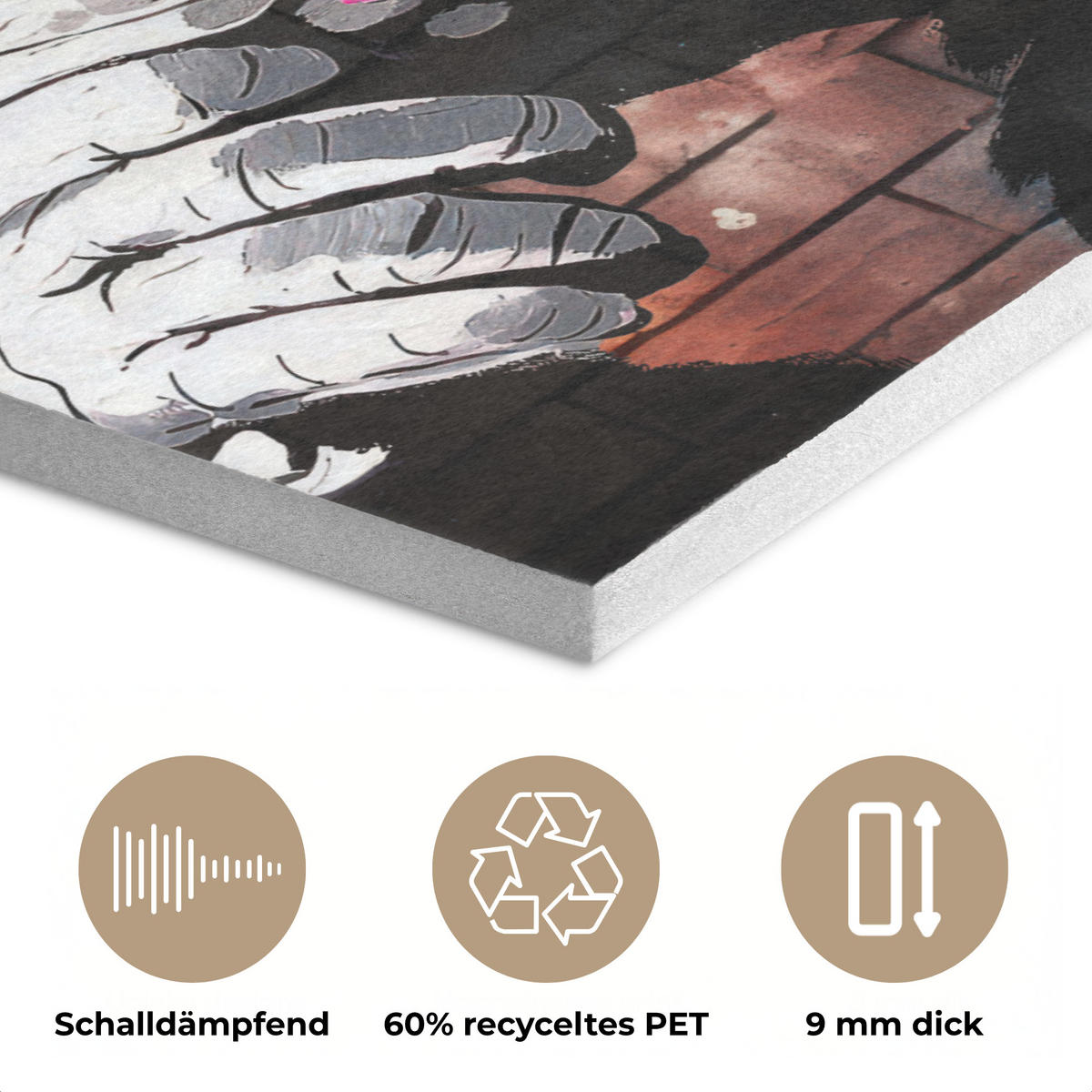 AKUSTIKPANEEL Affe - Graffiti - Musik 70x100 cm - Multicolor, Textil (70/0.9/100cm) - MuchoWow