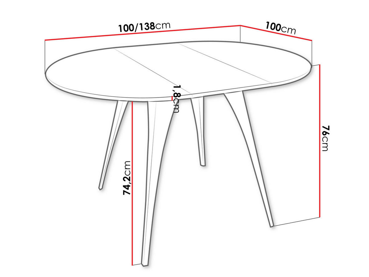 ESSTISCH Carmina 100 - Schwarz/Weiß, Holzwerkstoff/Metall (100/100/76cm) - MIRJAN24