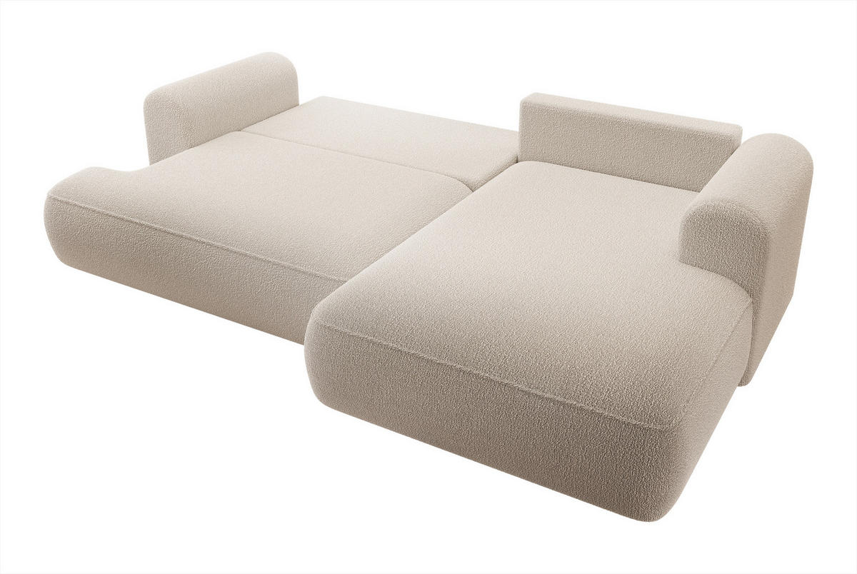 ECKSOFA Ovo Beige Boucle - Beige/Schwarz, Kunststoff/Textil (260/165cm) - Selsey