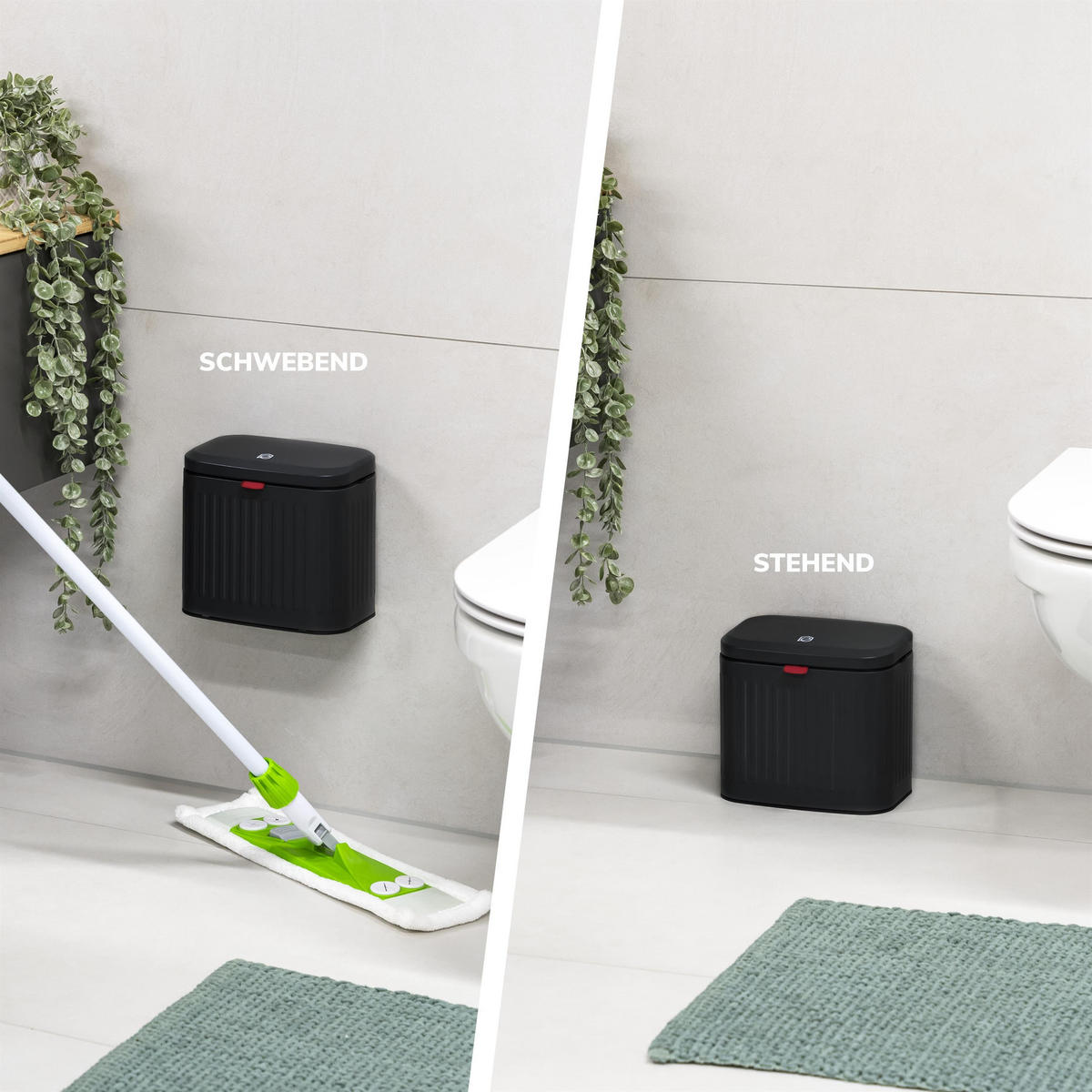 ABFALLEIMER 3 Liter, schwarz - Schwarz, Metall (22.5/20/16.5cm) - eluno