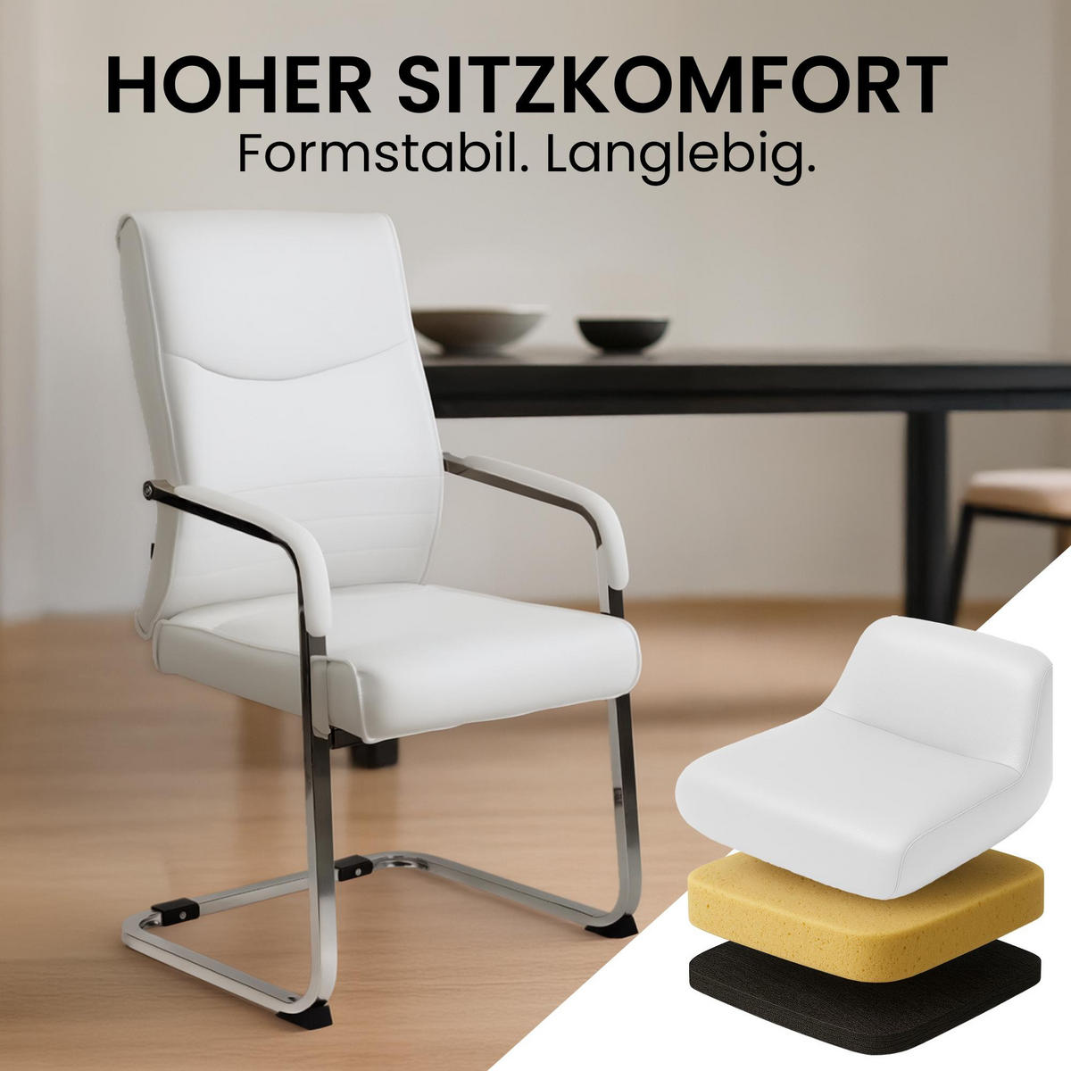 SCHWINGSTUHL 2er Set Lederlook Weiß - Weiß, Textil/Metall (55/88/60cm) - CLP