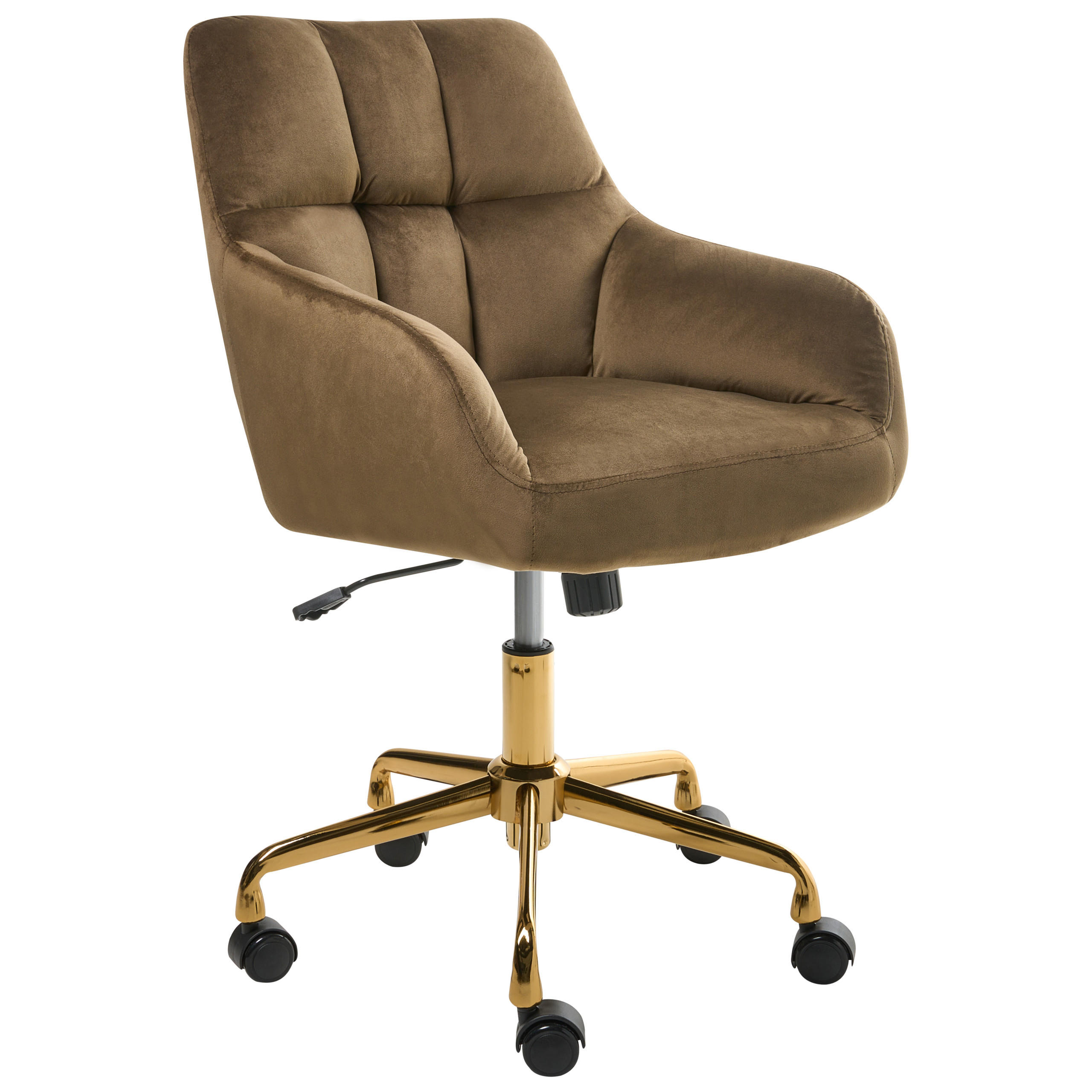 SCHREIBTISCHSTUHL Samtstoff Braun Palmdale - Braun, Textil (58/87/61cm) - Beliani