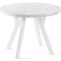 ESSTISCH Twixy XXL groß rund oval ausziehbar, Marmor Weiß 100-250/100/76 cm - Ecru/Weiß, Holz/Holzwerkstoff (100/250/76cm) - WFL GROUP