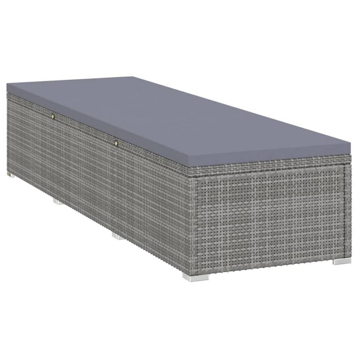 SONNENLIEGE mit Auflage Poly Rattan Grau - Grau, Holz (60/31/195cm) - furnicato