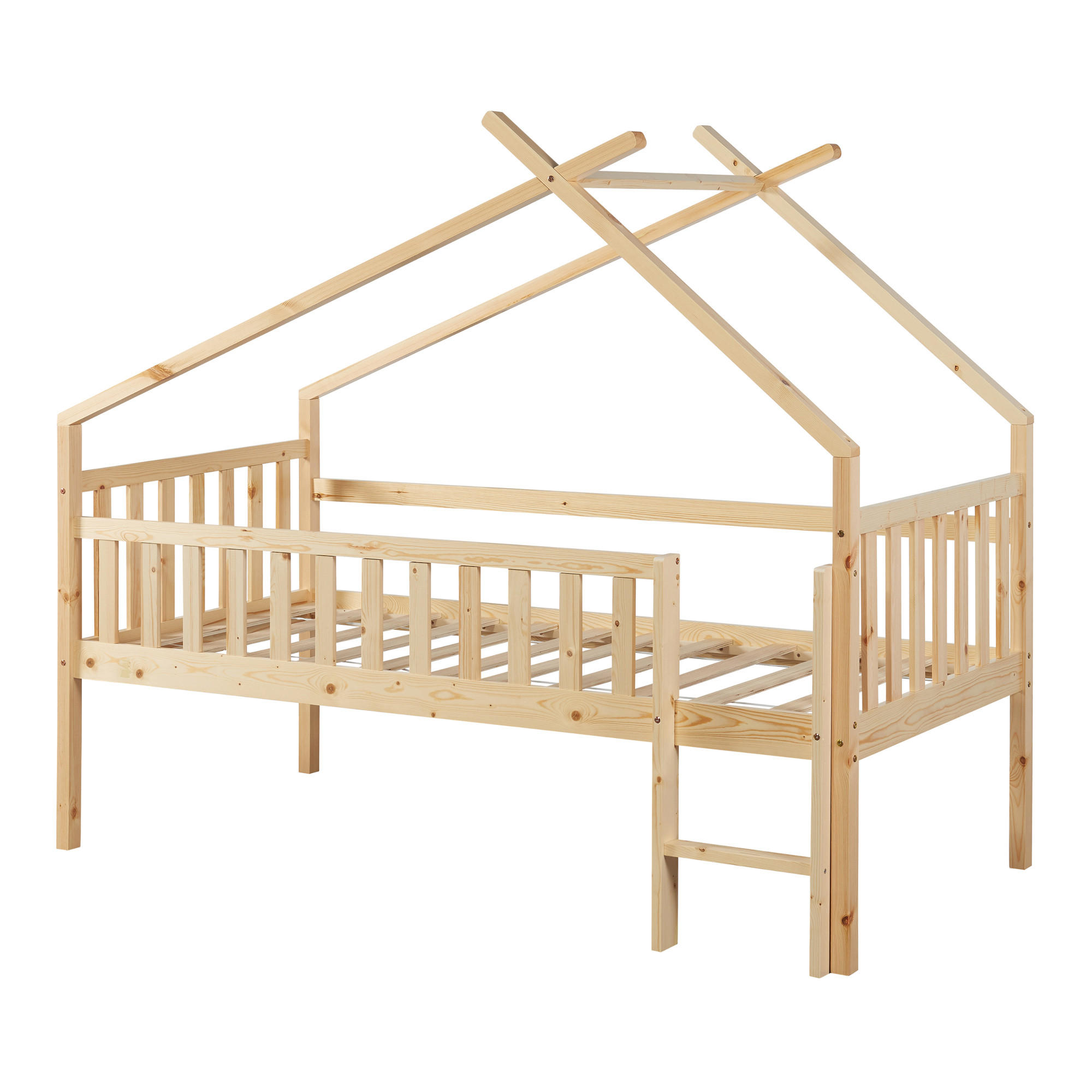 KINDERBETT Sotkamo - Naturfarben, Holz (90/200cm) - [en.casa]