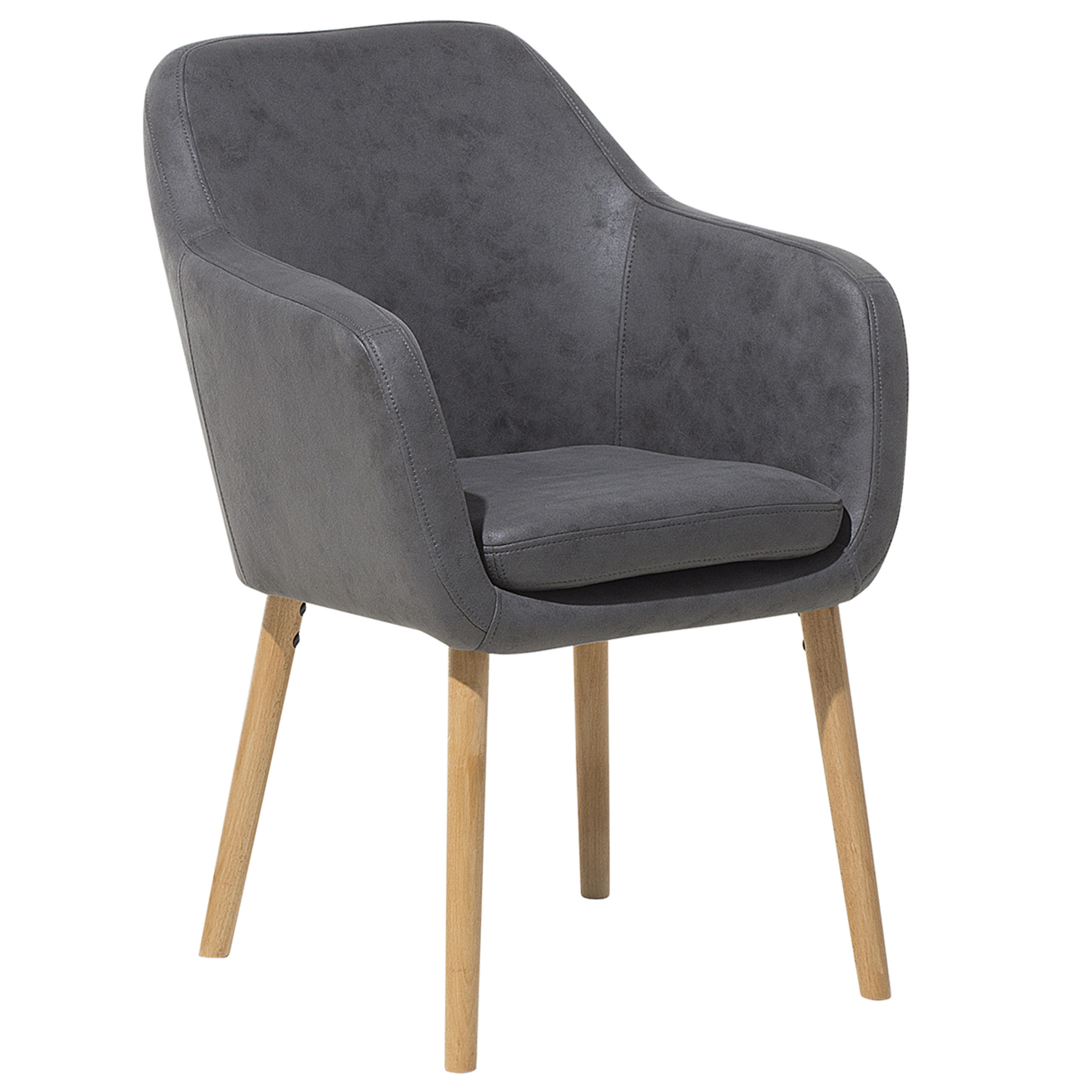 ESSZIMMERSTUHL Kunstleder Grau Yorkville - Grau, Holz/Textil (56/82/46cm) - Beliani
