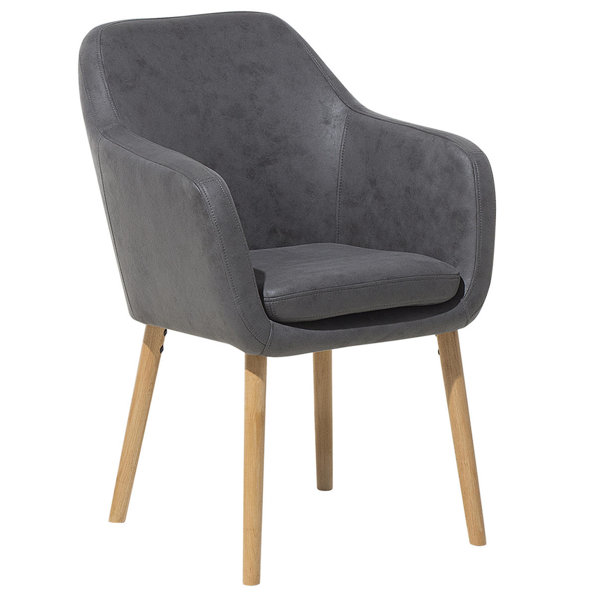 ESSZIMMERSTUHL Kunstleder Grau Yorkville - Grau, Holz/Textil (56/82/46cm) - Beliani