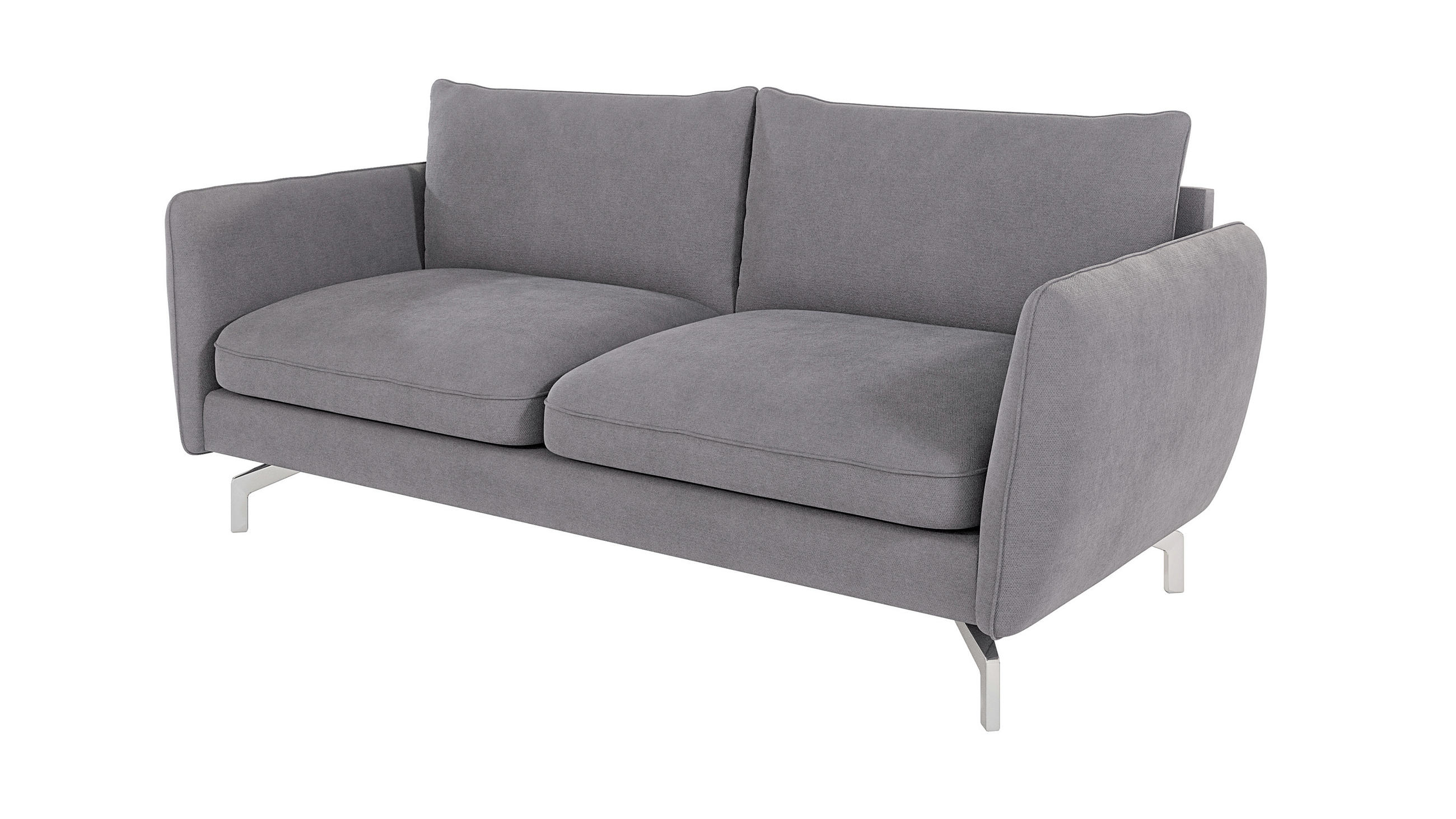 3-SITZER-SOFA Elou Grau Microfaser - Chromfarben/Grau, Holz/Textil (203/87/92cm) - S-Style Möbel
