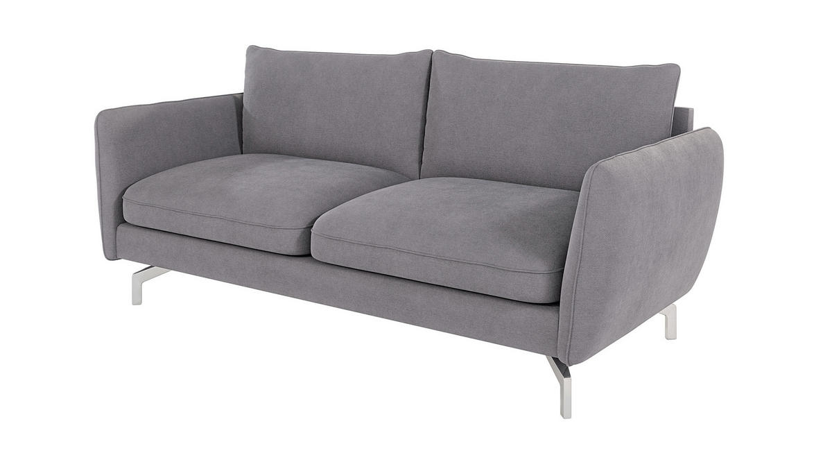 3-SITZER-SOFA Elou Grau Microfaser - Chromfarben/Grau, Holz/Textil (203/87/92cm) - S-Style Möbel
