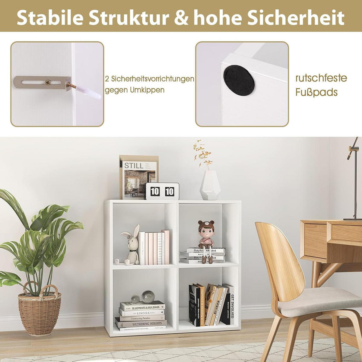 BÜCHERREGAL Weiß - Weiß, Holz (33/70/70cm) - COSTWAY