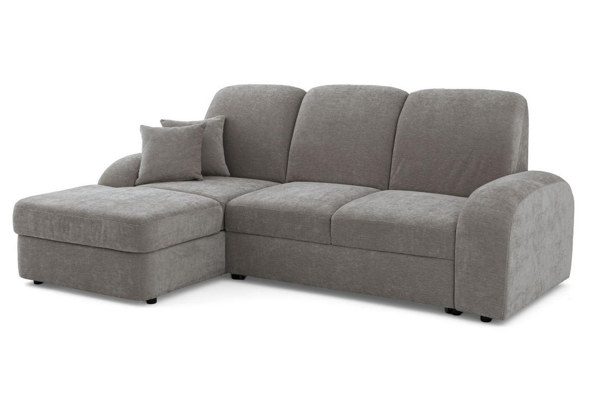 ECKSOFA VIBE S Links mit Schlaffunktion 130x202 Chenille Grau - Schwarz/Grau, Holz/Kunststoff (255/156cm) - Muffo