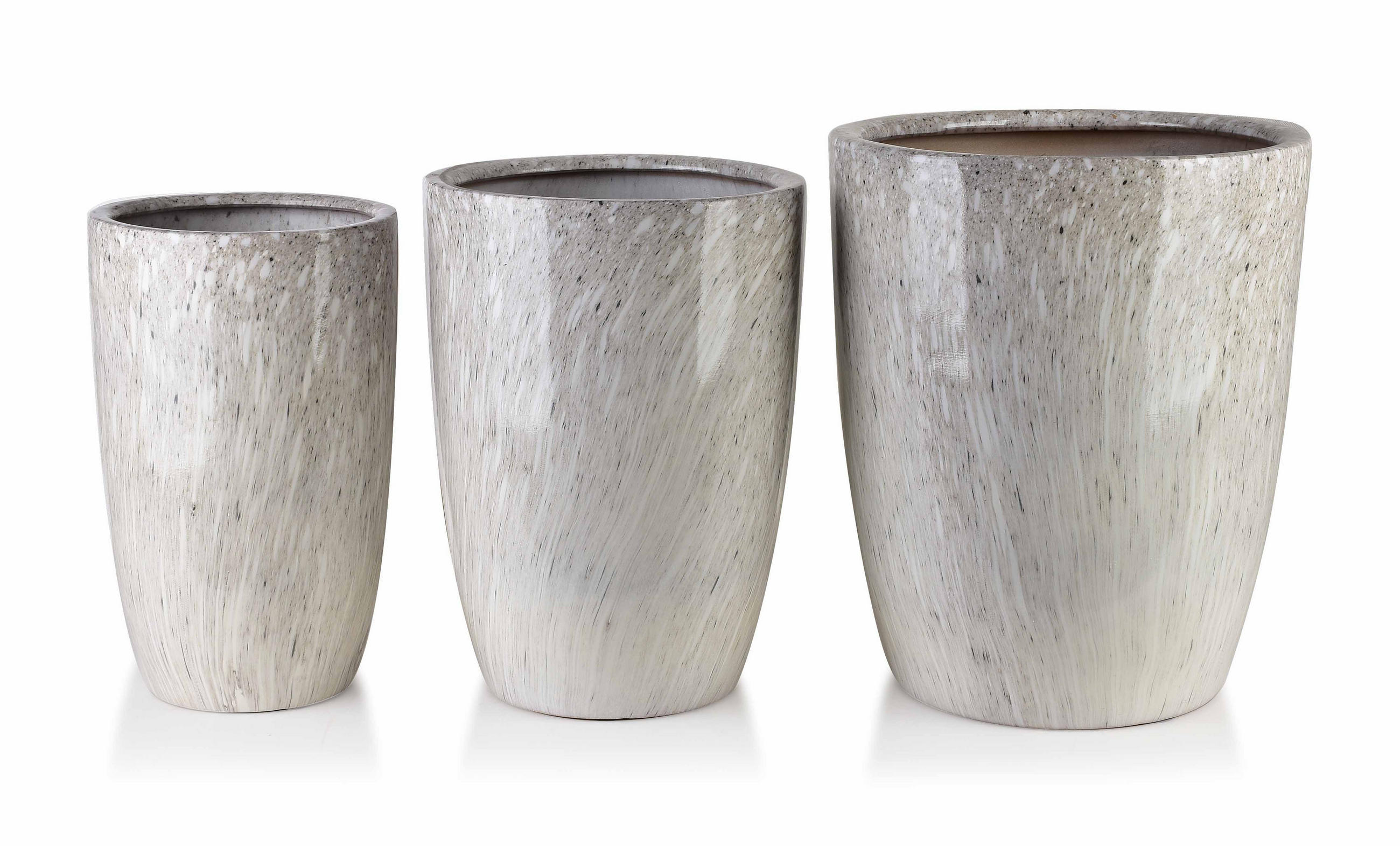 BLUMENTOPF Neva 3er Set Beige 37/37/45.5 cm Keramik - Beige, Keramik (37/45.5/37cm) - Mondex