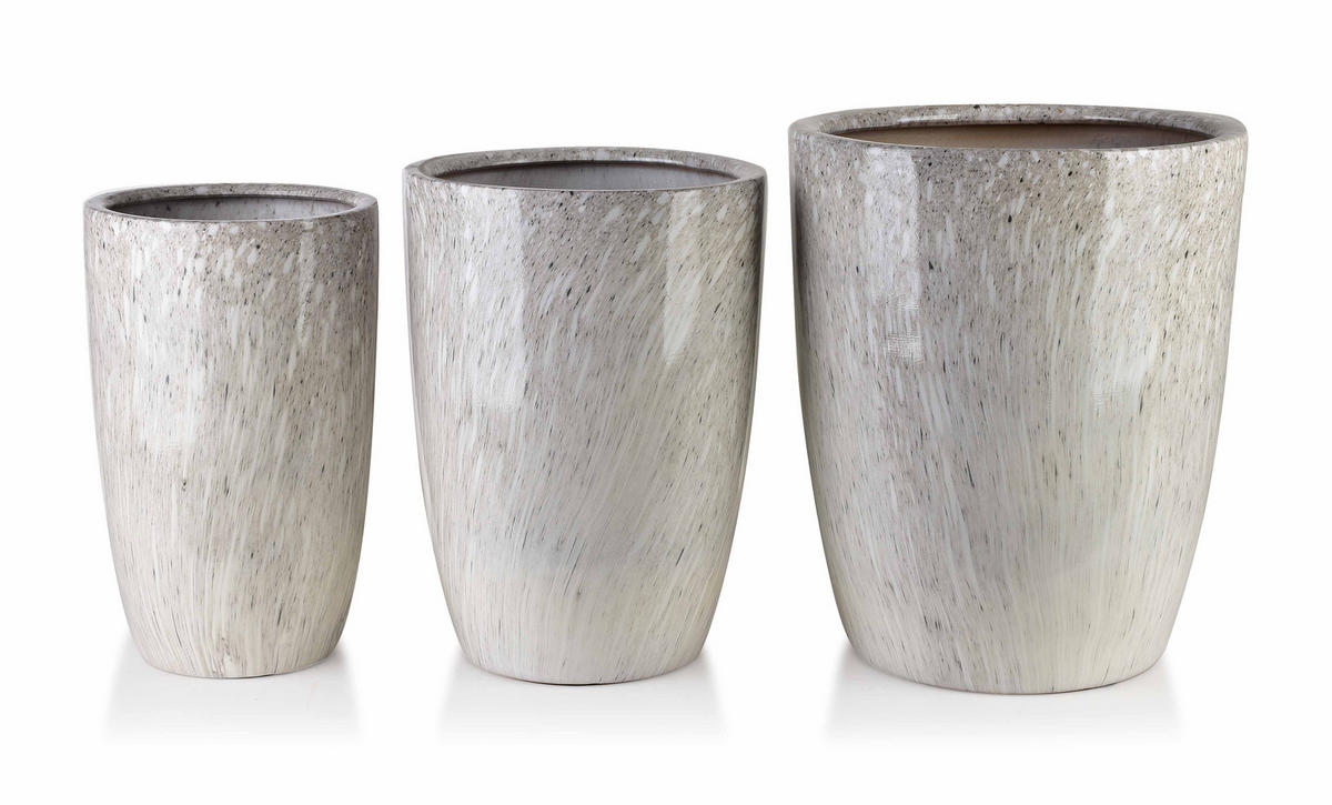 BLUMENTOPF Neva 3er Set Beige 37/37/45.5 cm Keramik - Beige, Keramik (37/45.5/37cm) - Mondex