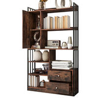MEHRZWECKSCHRANK mit 6 Regale,Hochschrank mit Türen und Schubladen - Braun, Holzwerkstoff/Metall (100/173.5/30cm) - EVRYAE