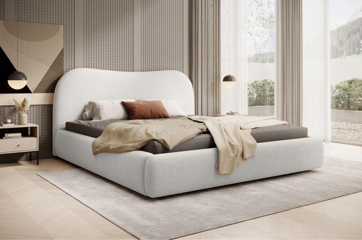 POLSTERBETT SIMSALO Creme 180x200 cm - Creme/Schwarz, Kunststoff/Textil (180/200cm) - Selsey