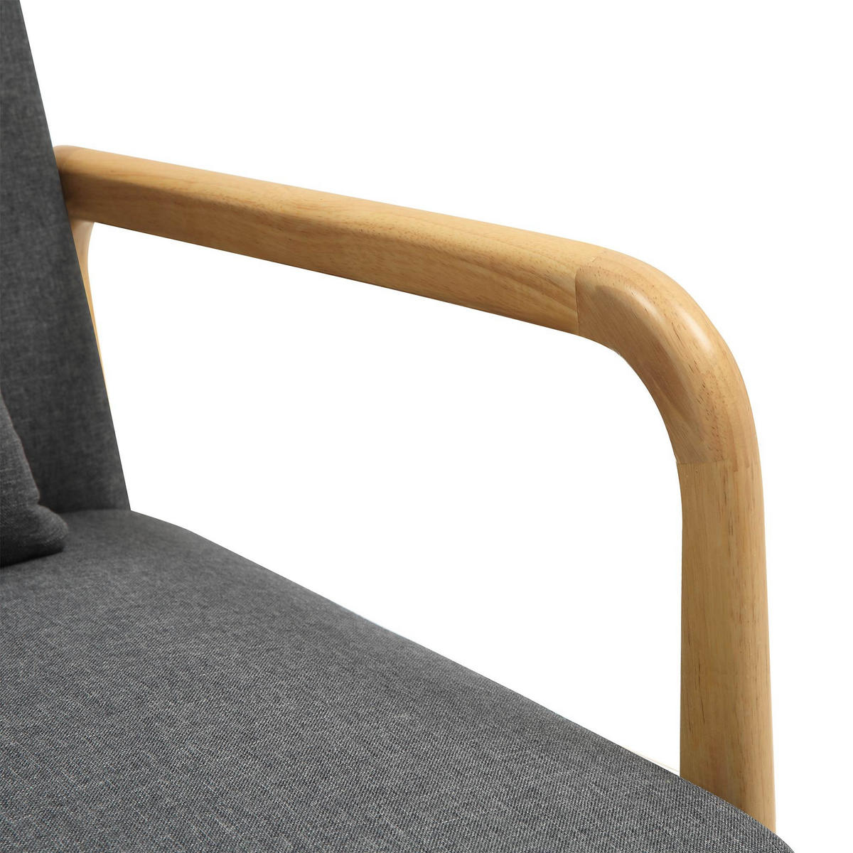 SESSEL Holz dunkelgrau - Eukalyptusholzfarben/Dunkelgrau, Holz/Textil (64/74/80cm) - CLP