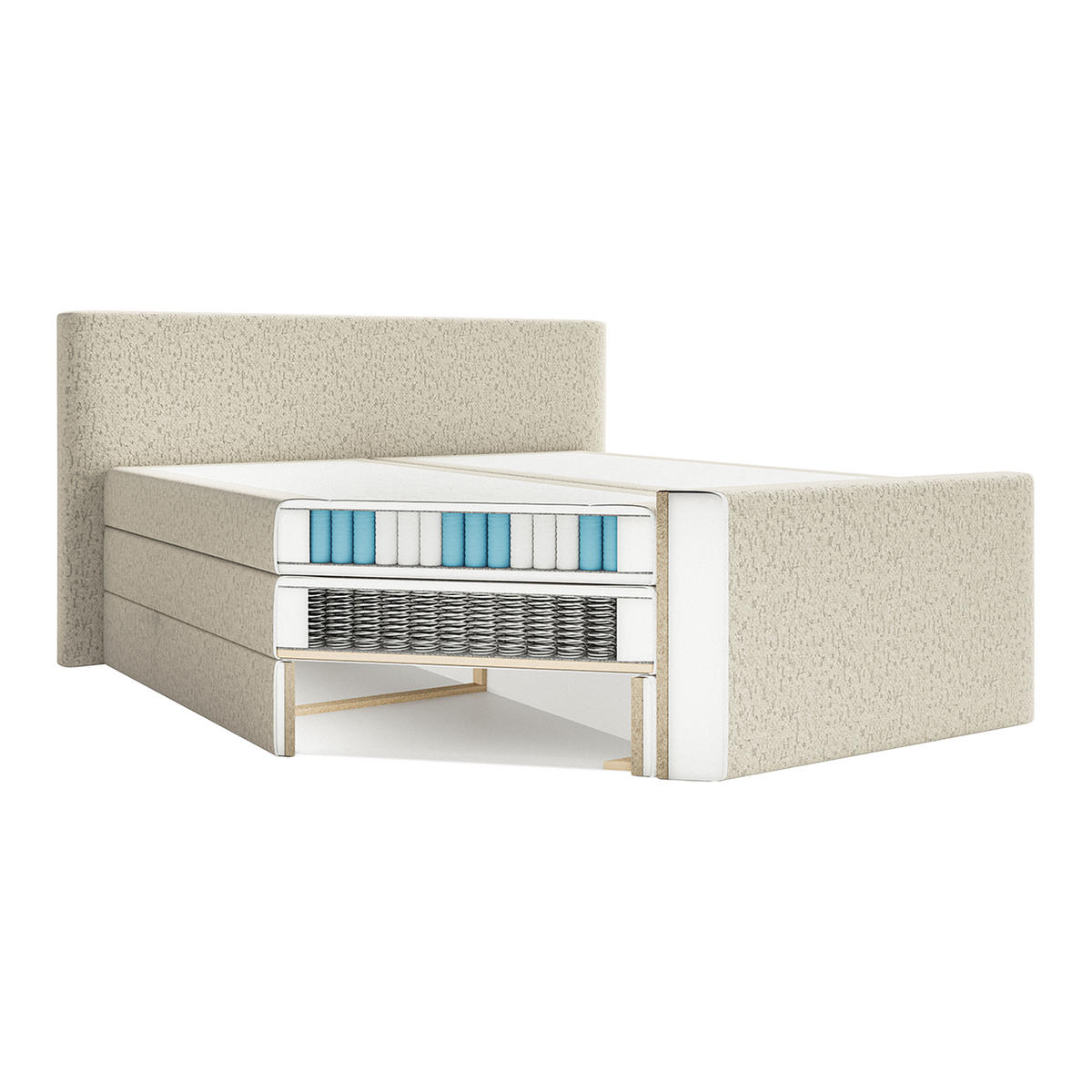 BOXSPRINGBETT Velipoja Premium 140x200 cm, Beige - Beige, Textil (140/200cm) - Fedve