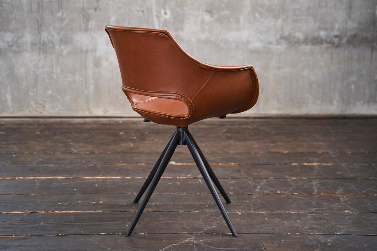 DREHSTUHL ZAJA Braun Kunstleder - Dunkelbraun/Braun, Leder (57/85/59cm) - KAWOLA