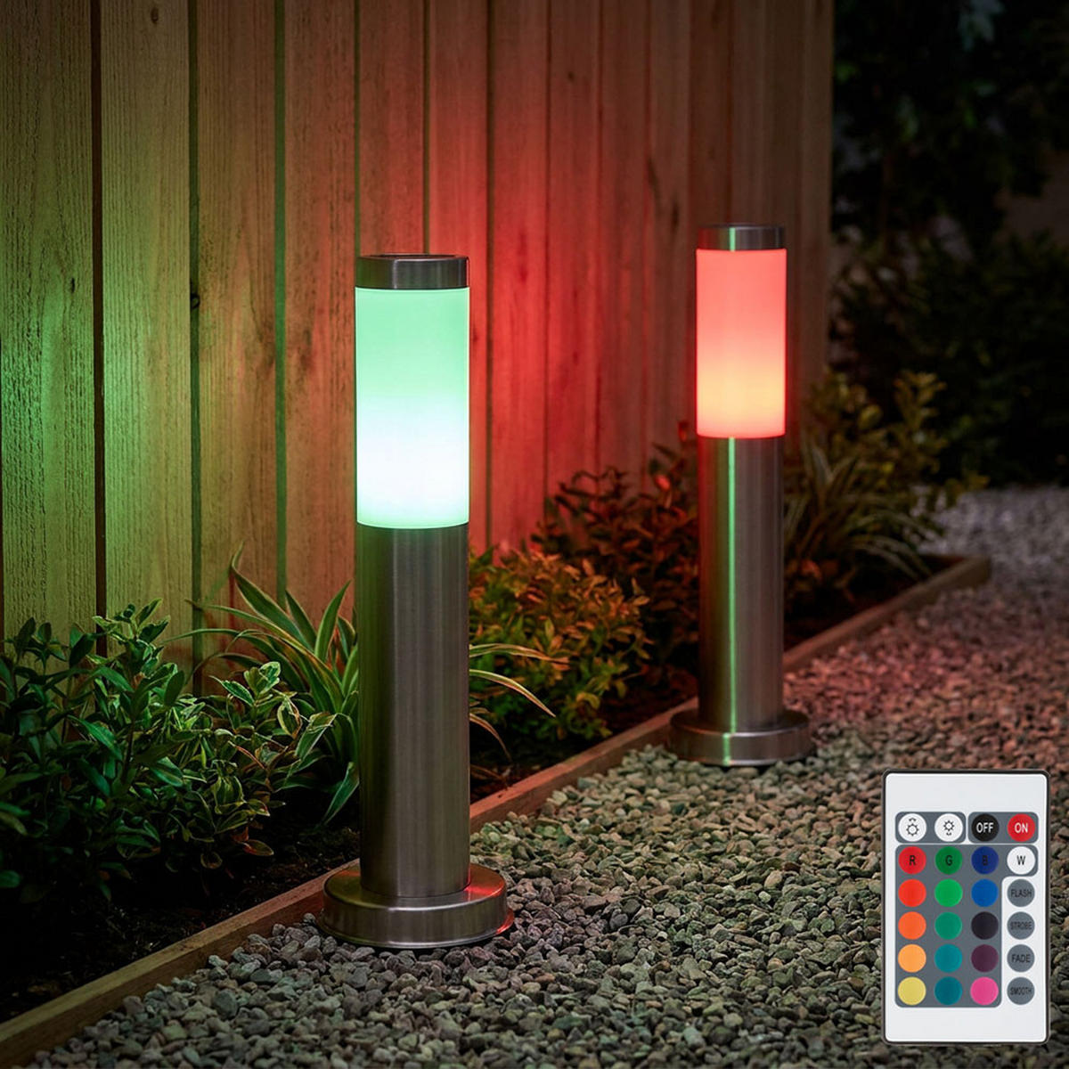 LED WEGELEUCHTE Silber Metall 2er Set - Silberfarben, Kunststoff (7.8/7.8/45cm) - Globo Lighting