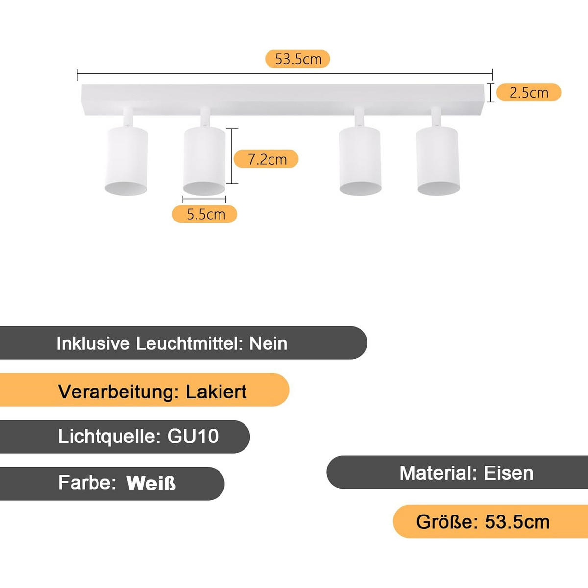 STRAHLER Glanz 54/6/10 cm - Weiß, Metall (54/6/10cm) - Nettlife