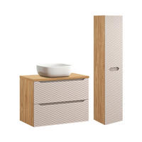 BADMÖBEL 80cm Elora 2er-Set Beige und Holz - Braun, Holzwerkstoff (80/59/46cm) - Petits-meubles