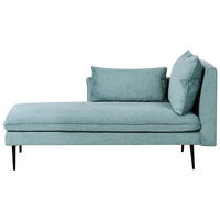 ČALOUNĚNÉ LEHÁTKO CHAISE LONGUE PRAVOSTRANNÉ Látka Světle modré Yerres - modrá/černá, textil (168/79/87cm) - Beliani