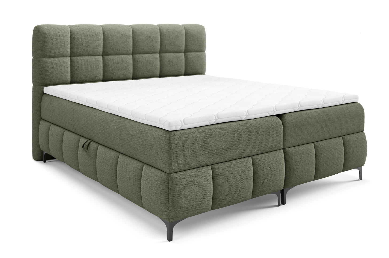 BOXSPRINGBETT 140x200 Altessa mit Bettkasten, Matratze, Topper, Grün - Grün, Holz/Textil (140/200cm) - Emporius