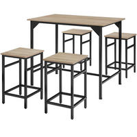 BARTISCH-SET Edinburgh,mit höhenverstellbaren Kunststofffüßen,Industrial Holz hell, Eiche Sonoma - Naturfarben, Holz (124/88.5/100cm) - tectake